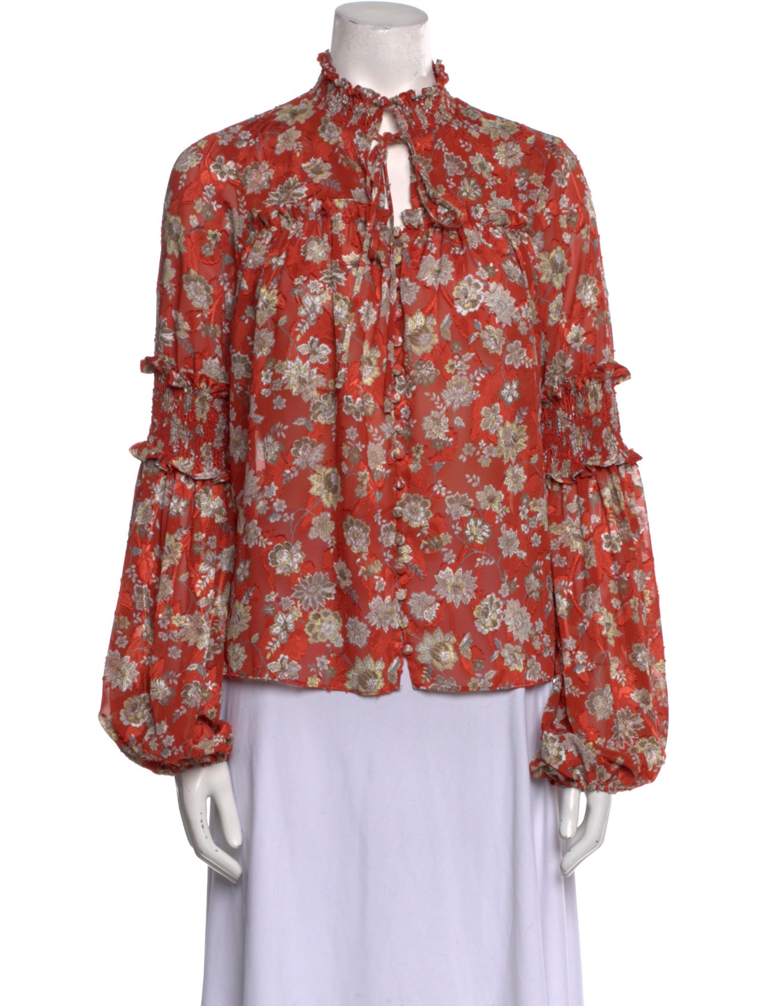 Alexis Floral Print Mock Neck Blouse