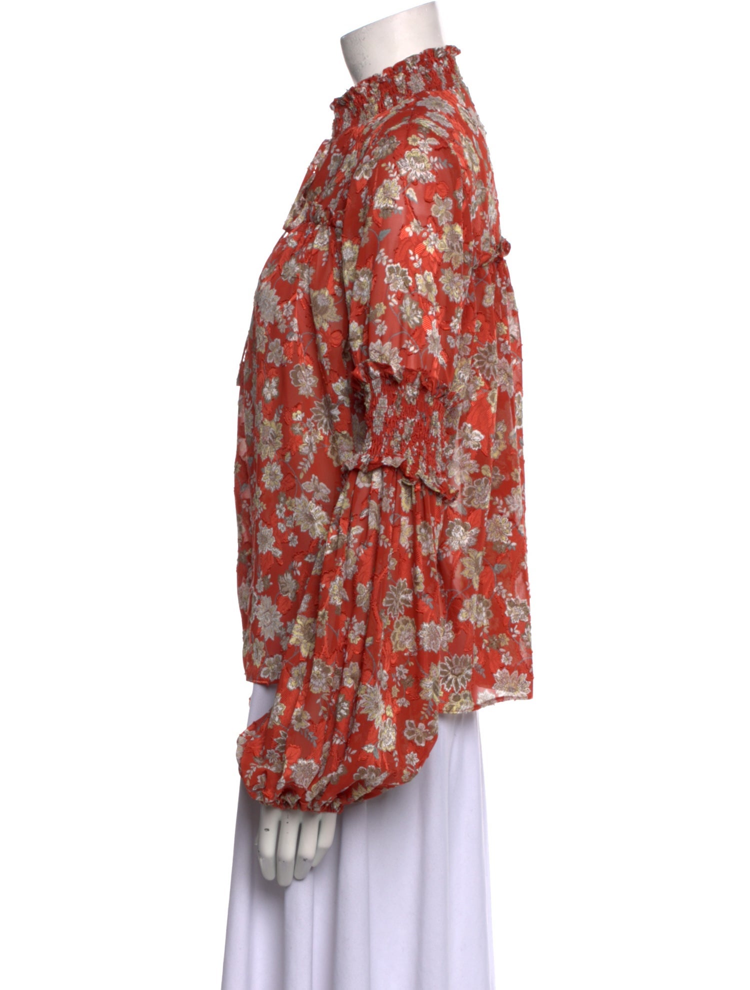 Alexis Floral Print Mock Neck Blouse