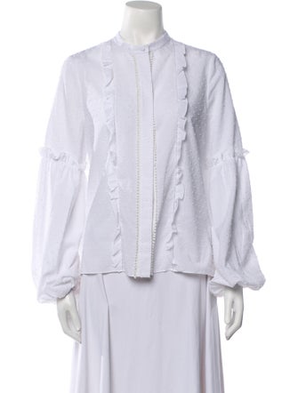 Alexis Mock Neck Long Sleeve Button-Up Top