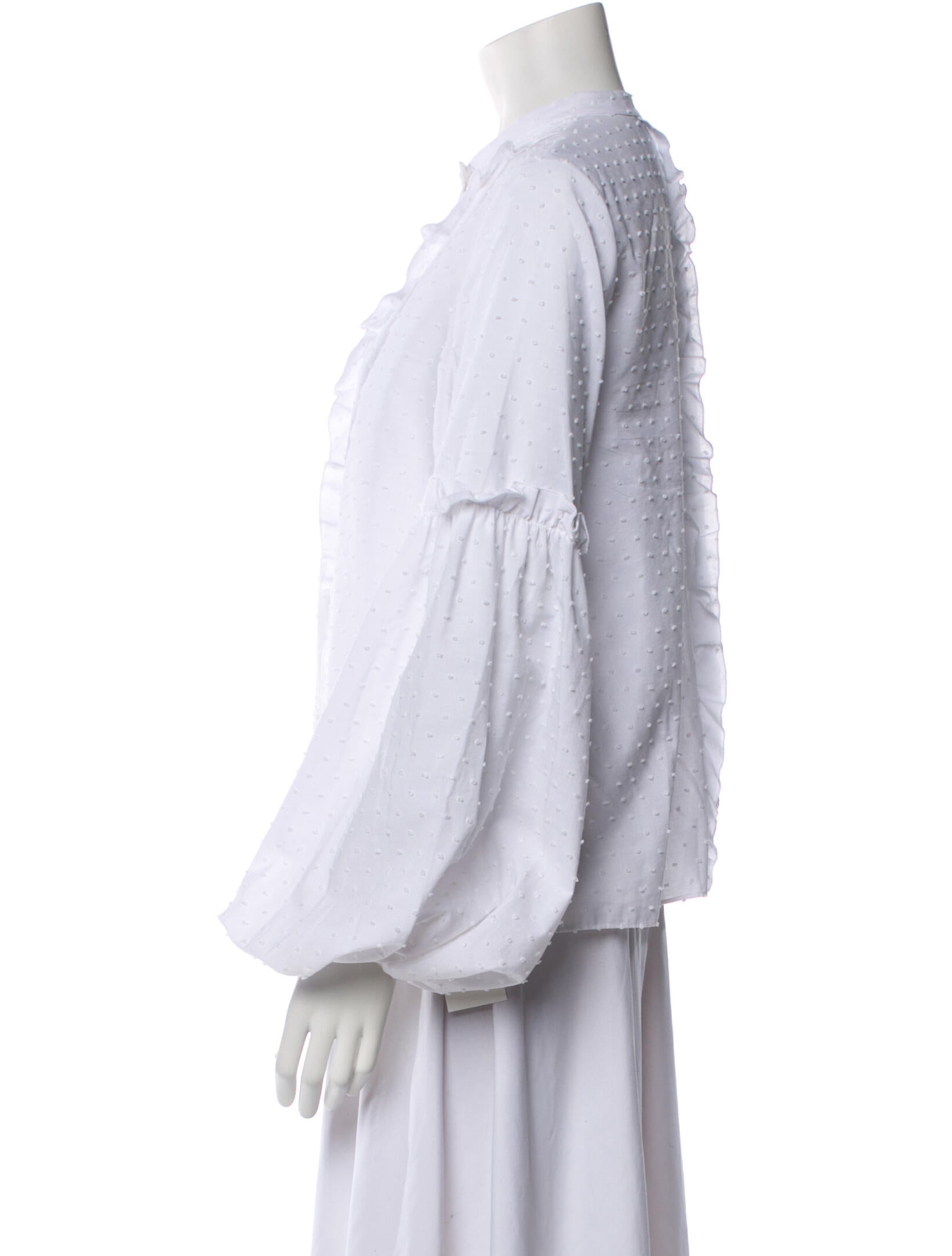 Alexis Mock Neck Long Sleeve Button-Up Top