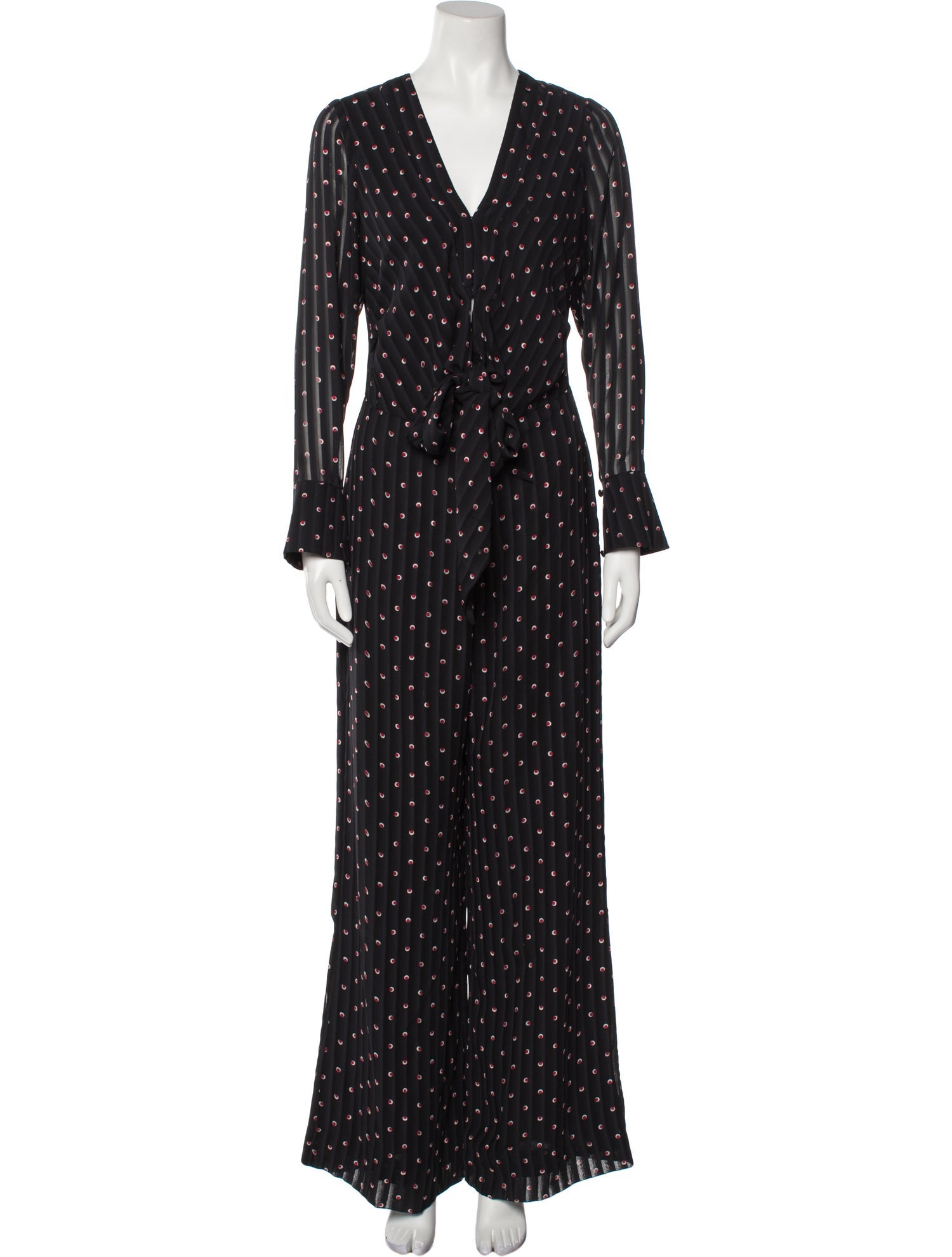 Alexis Polka Dot Print V-Neck Jumpsuit
