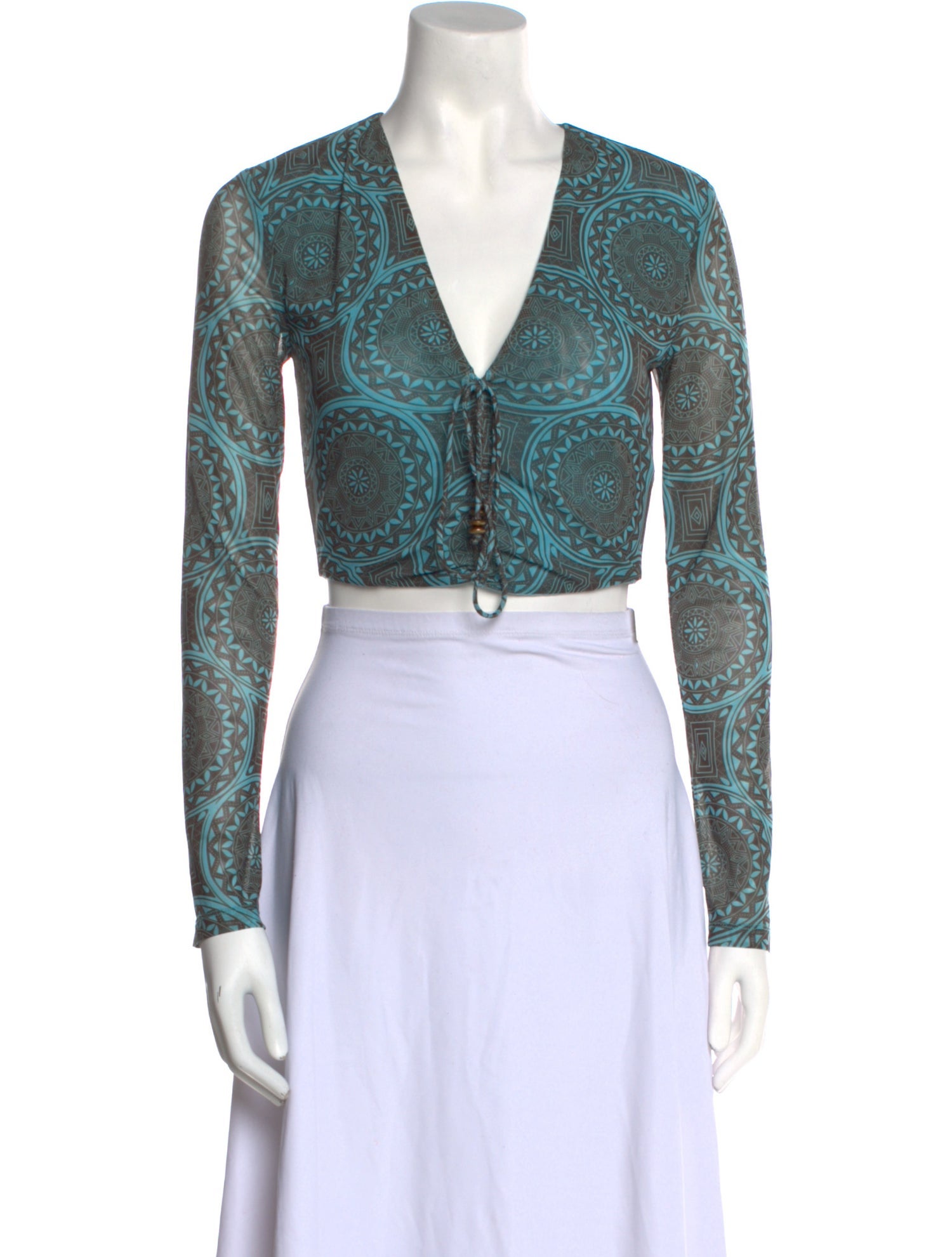 Alexis Printed Plunge Neckline Crop Top