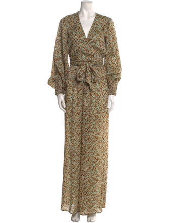 Alexis Floral Print Plunge Neckline Jumpsuit