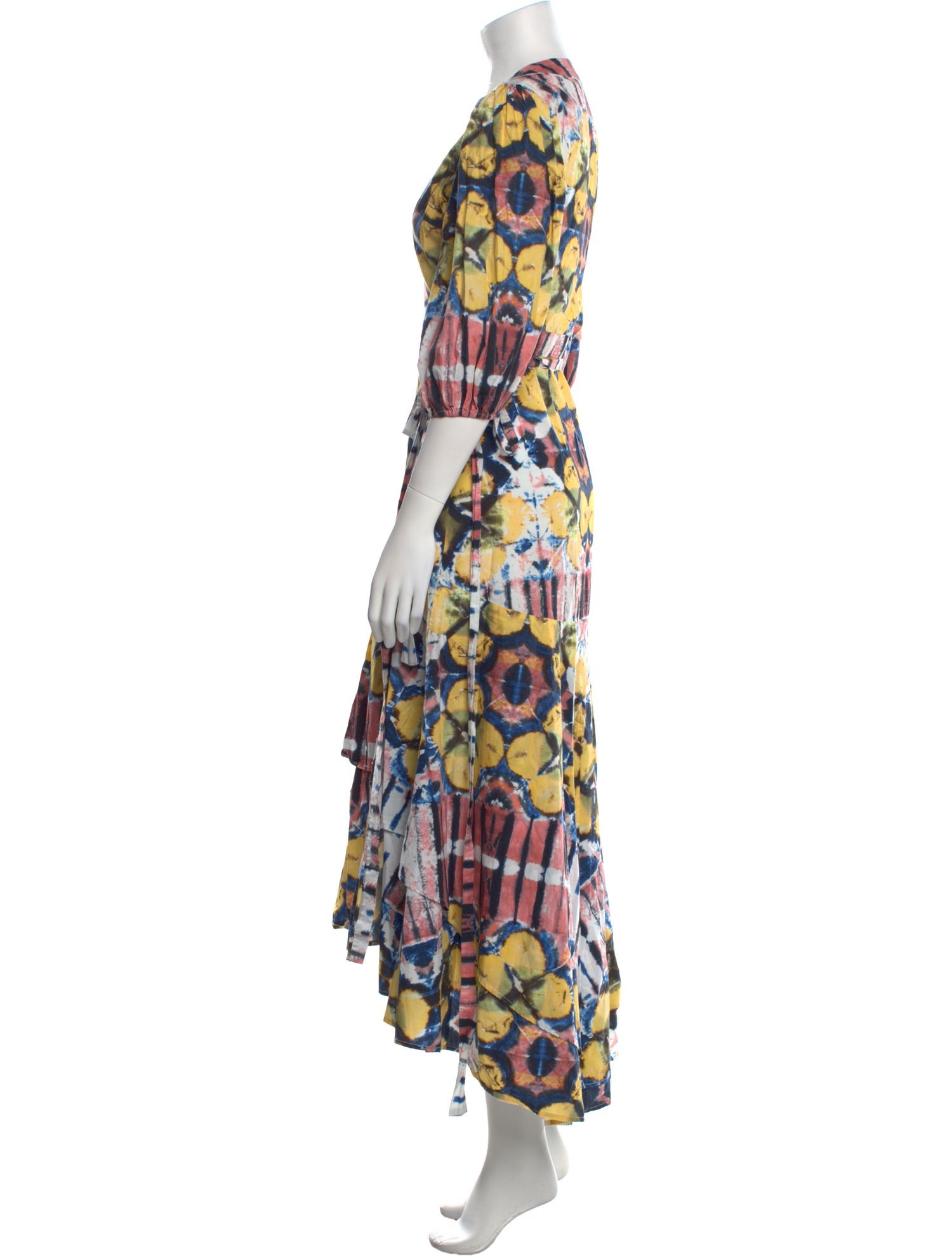 SARA ROKA GREEN WHITE HORSE PRINT SLEEVELESS DRESS