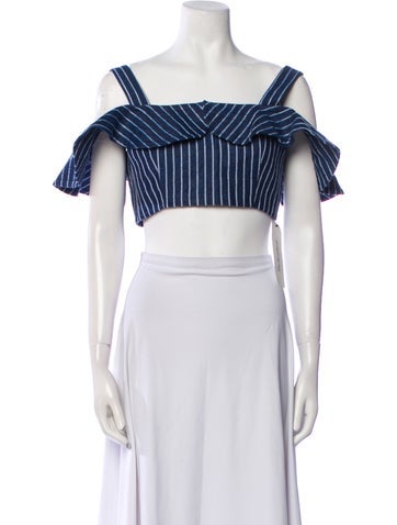 Alexis Tops Linen Striped Crop Top M