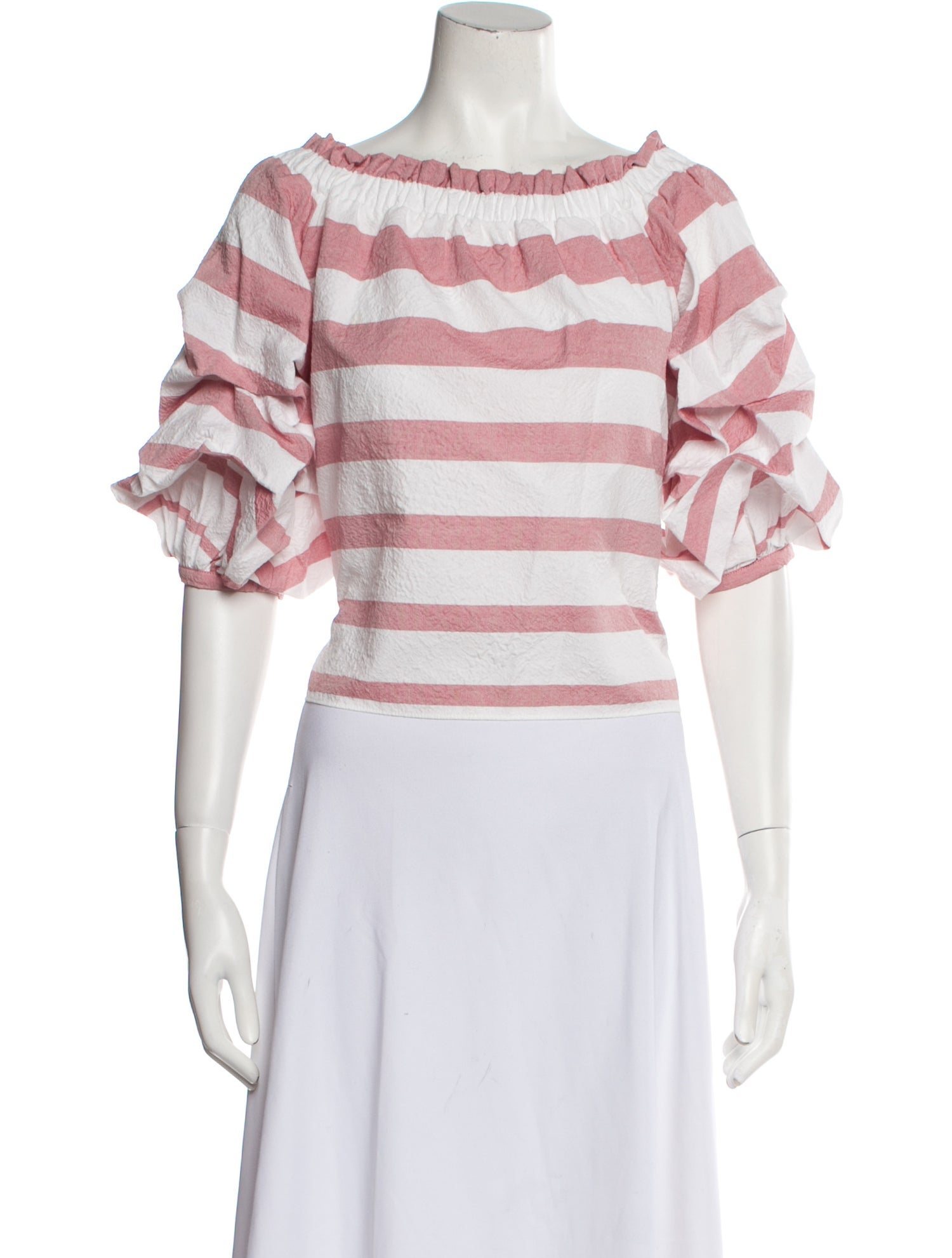 Alexis Striped Bateau Neckline Crop Top