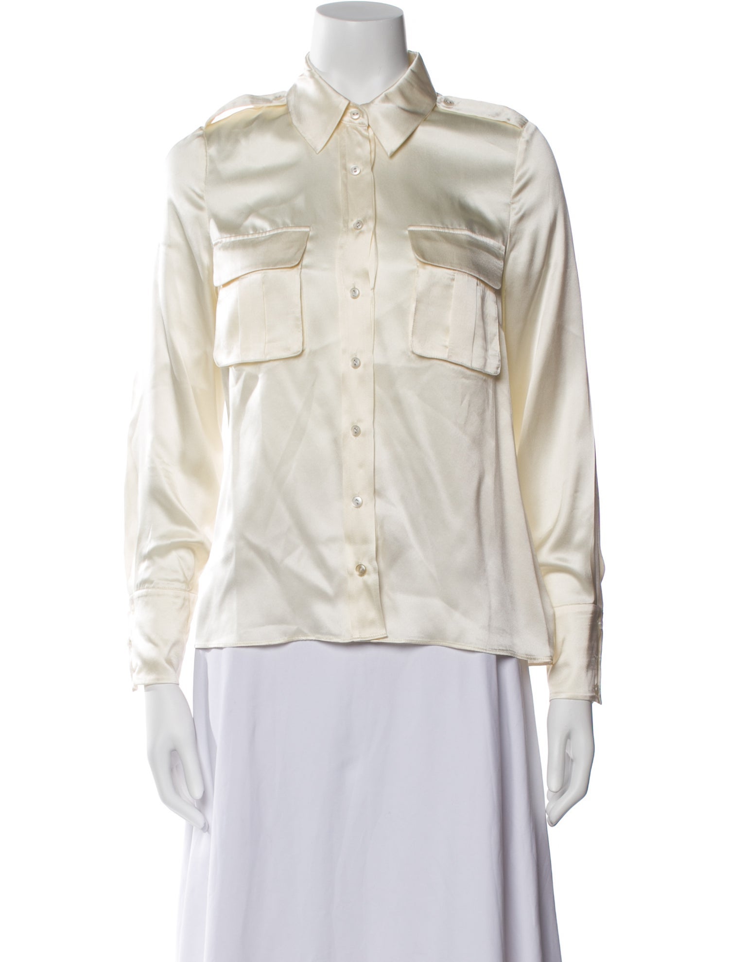 Alexis Silk Long Sleeve Button-Up Top