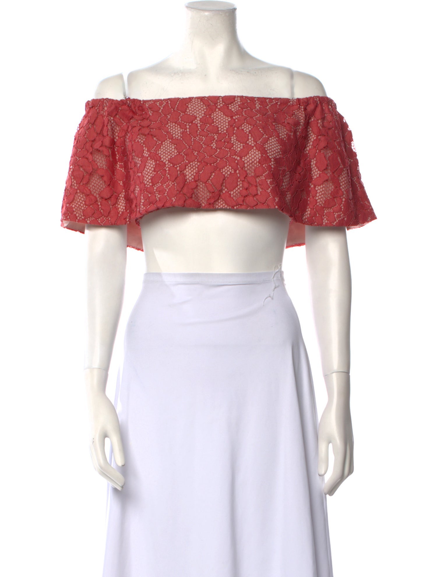 Alexis Lace Pattern Off-The-Shoulder Crop Top