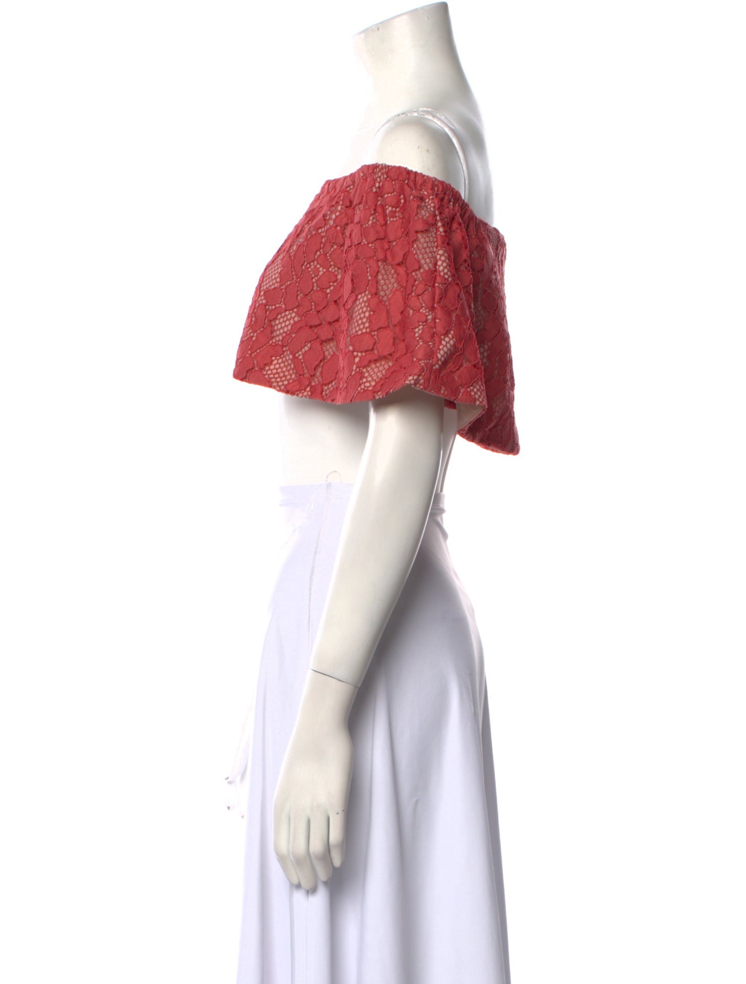 Alexis Lace Pattern Off-The-Shoulder Crop Top