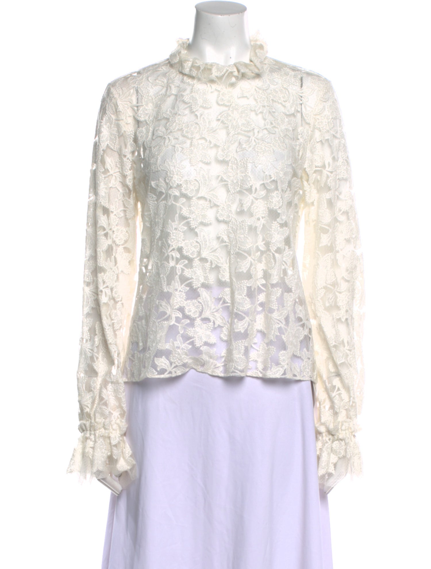 Alexis Lace Pattern Mock Neck Blouse