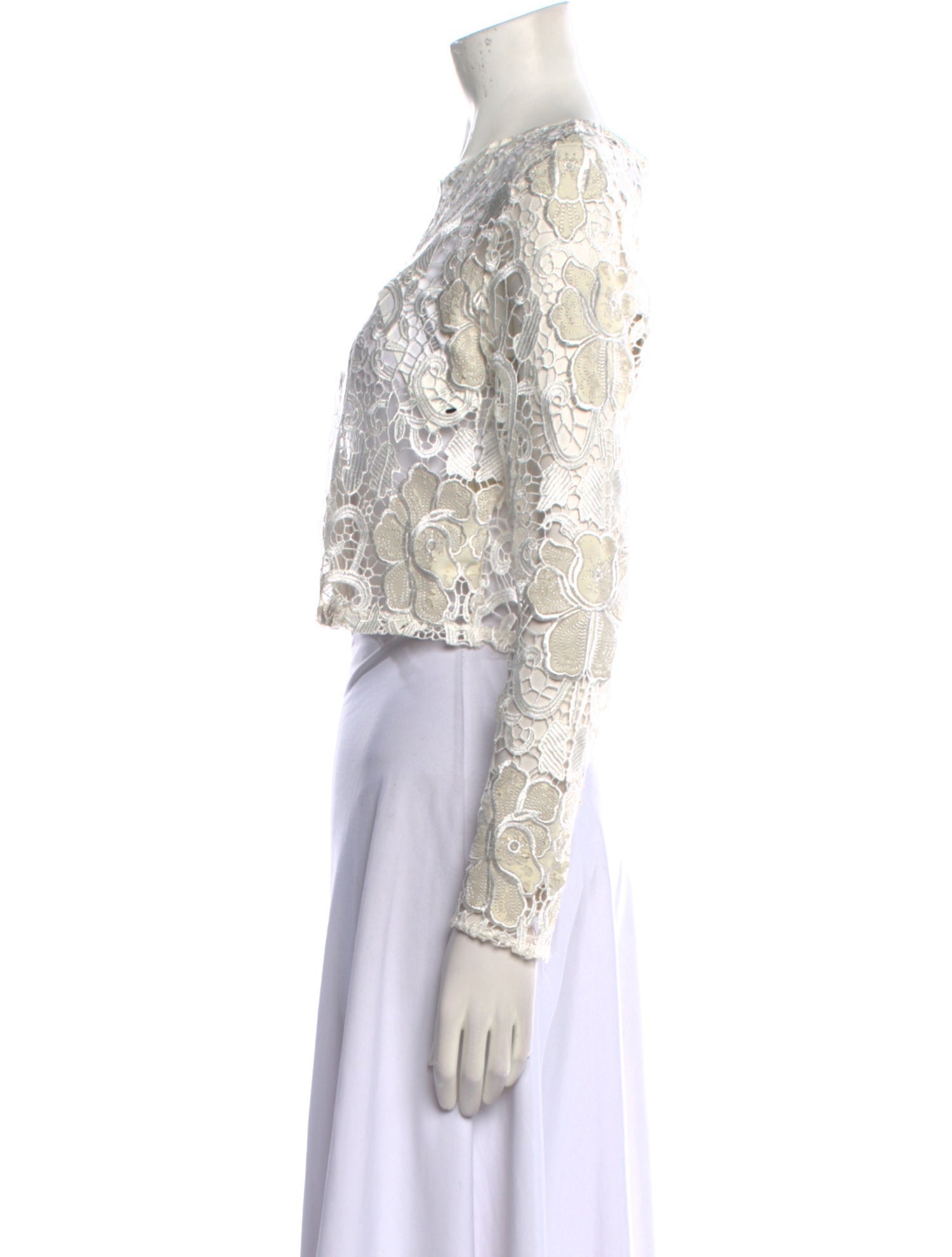 Alexis Lace Pattern Crew Neck Crop Top