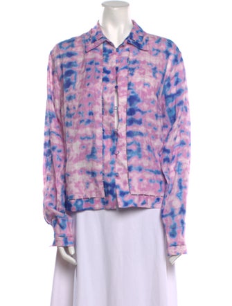 Alexis Linen Tie-Dye Print Button-Up Top