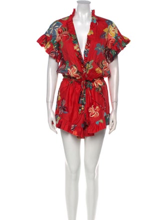 Alexis Floral Print Plunge Neckline Romper