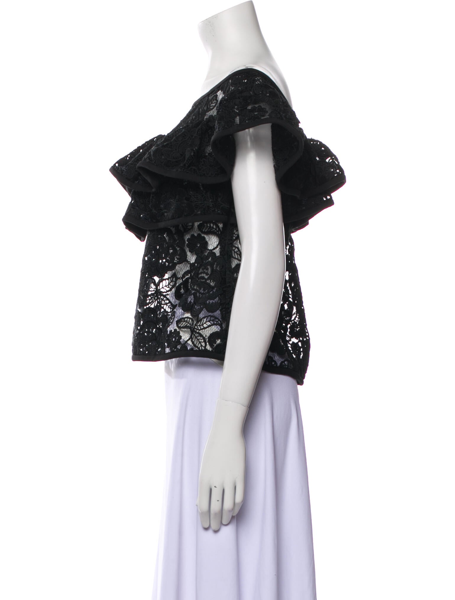 Alexis Lace Pattern Off-The-Shoulder Crop Top