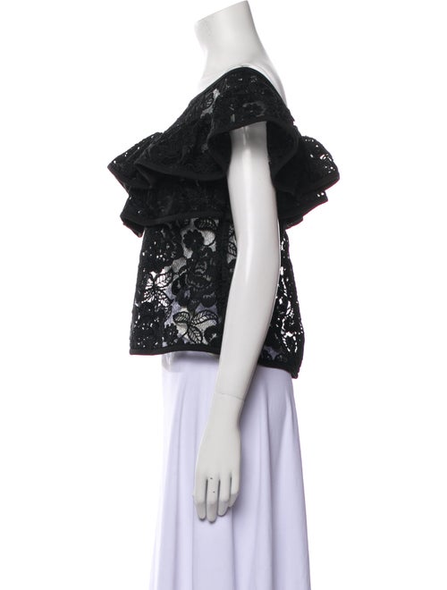 Alexis Lace Pattern Off-The-Shoulder Crop Top