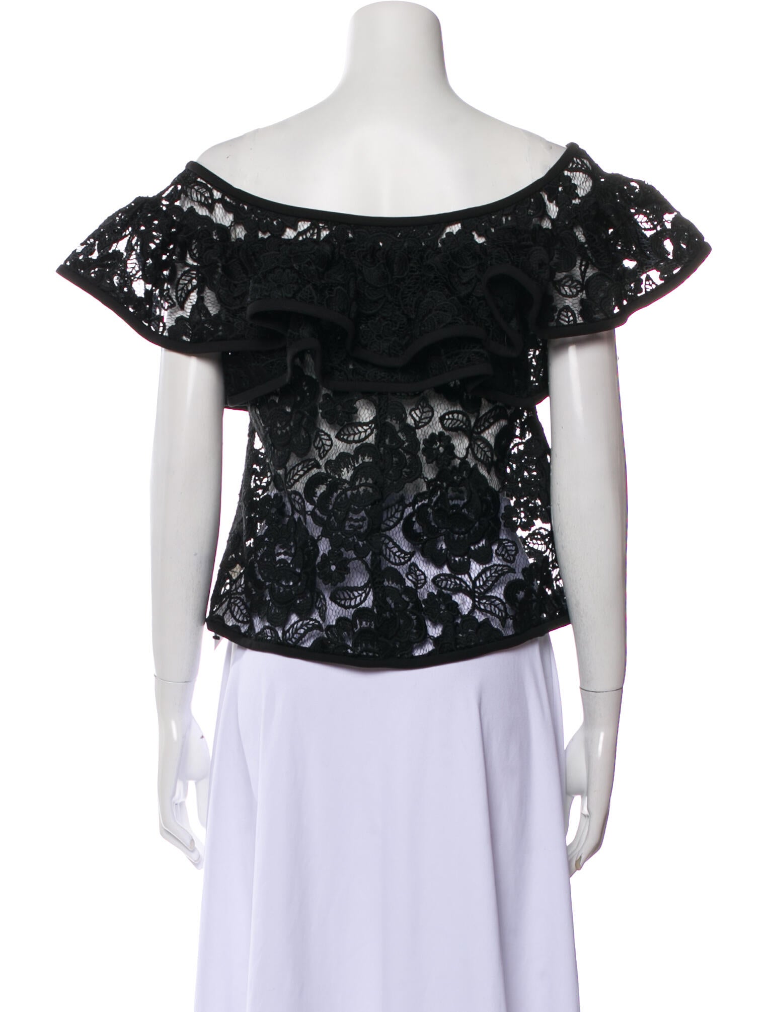 Alexis Lace Pattern Off-The-Shoulder Crop Top