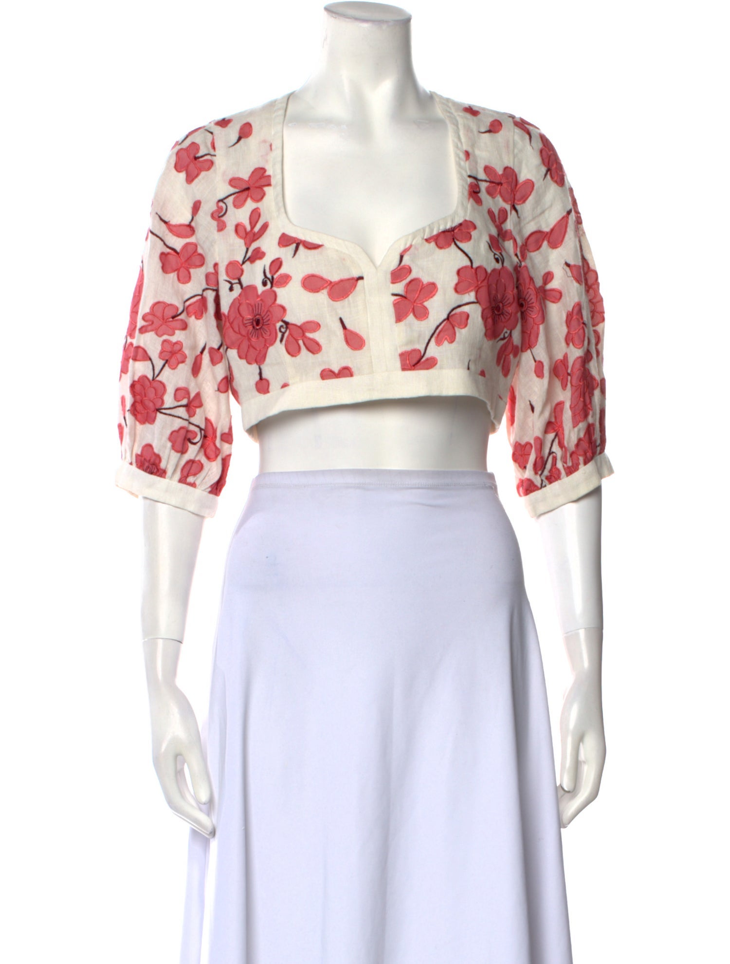 Alexis Linen Floral Print Crop Top