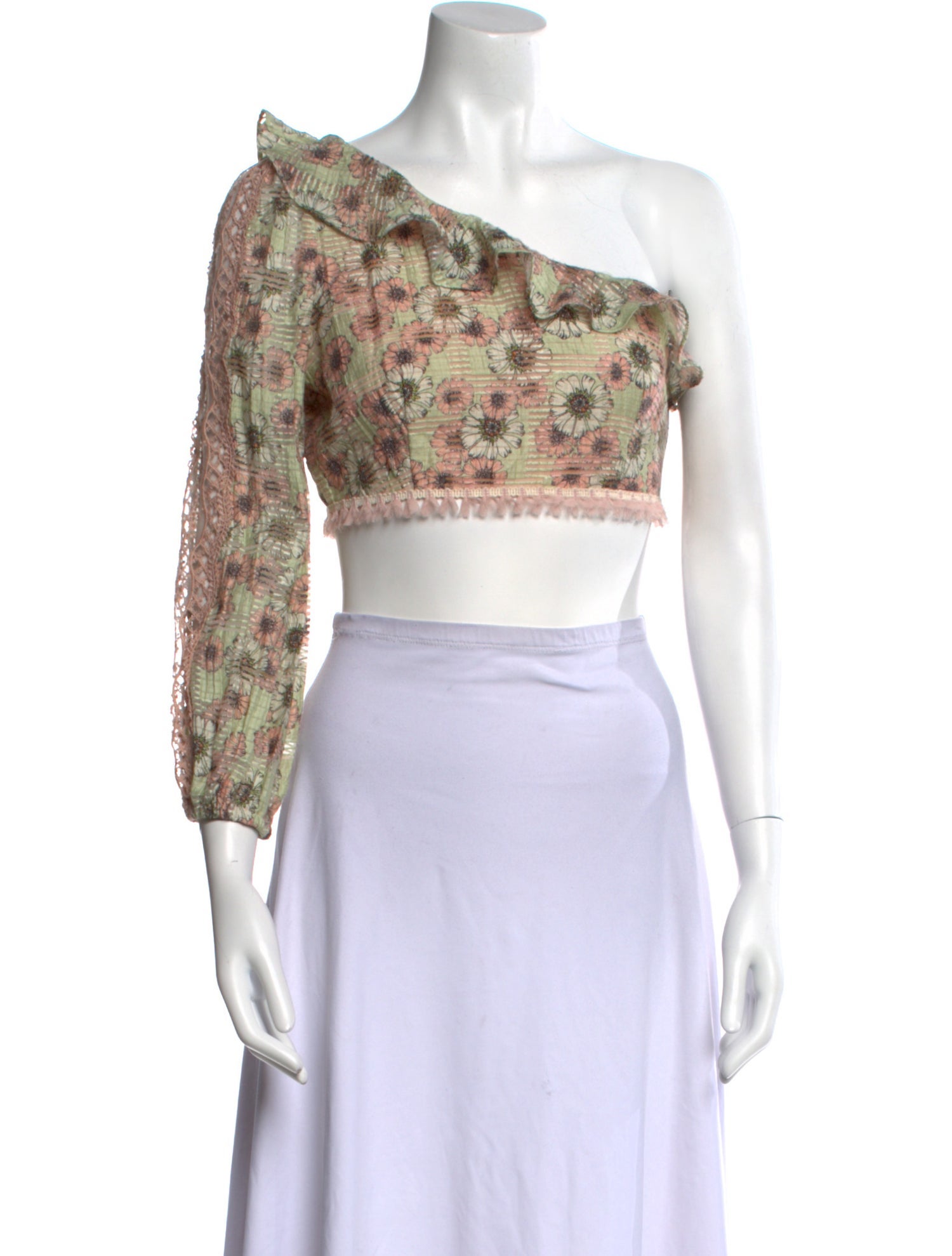 Alexis Floral Print One-Shoulder Crop Top