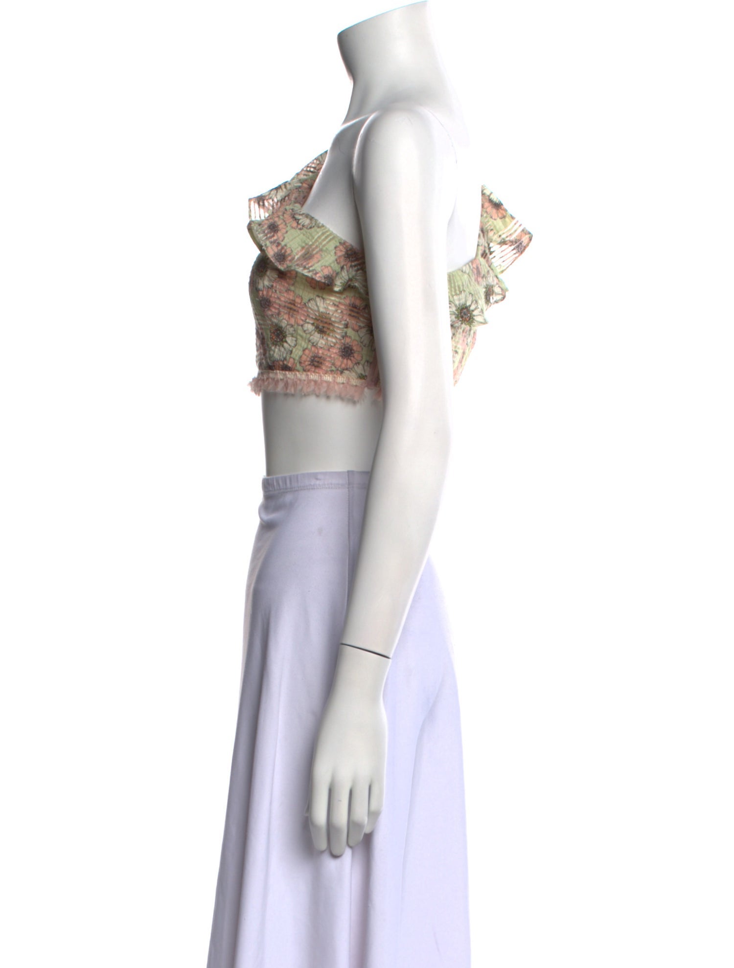 Alexis Floral Print One-Shoulder Crop Top