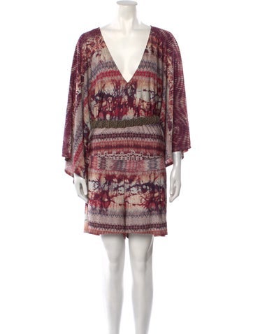 Alexis Jumpsuits and Rompers Printed Plunge Neckline Romper XS