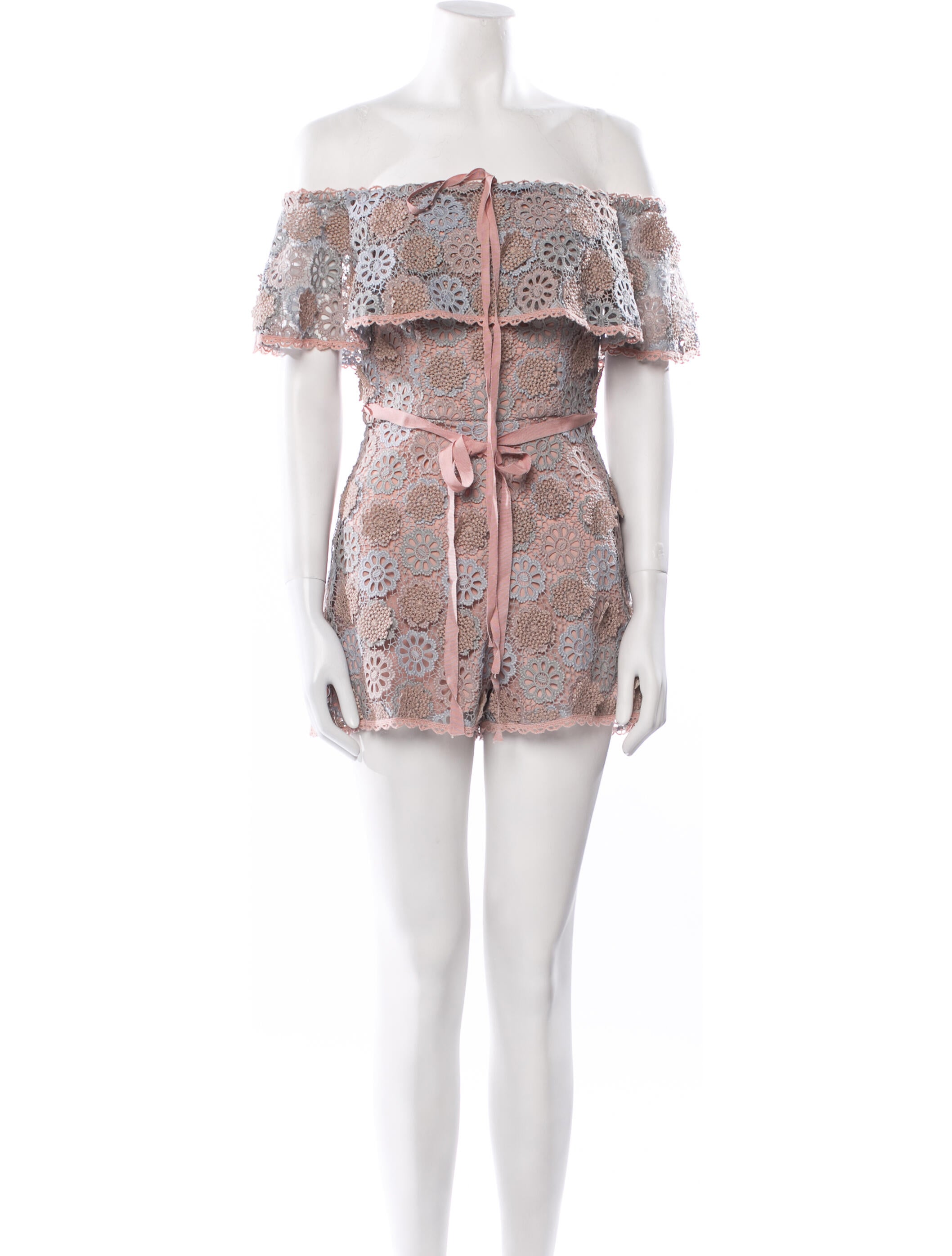 Alexis Lace Pattern Off-The-Shoulder Romper