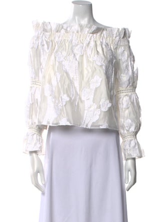 Alexis Patterned Off-The-Shoulder Crop Top