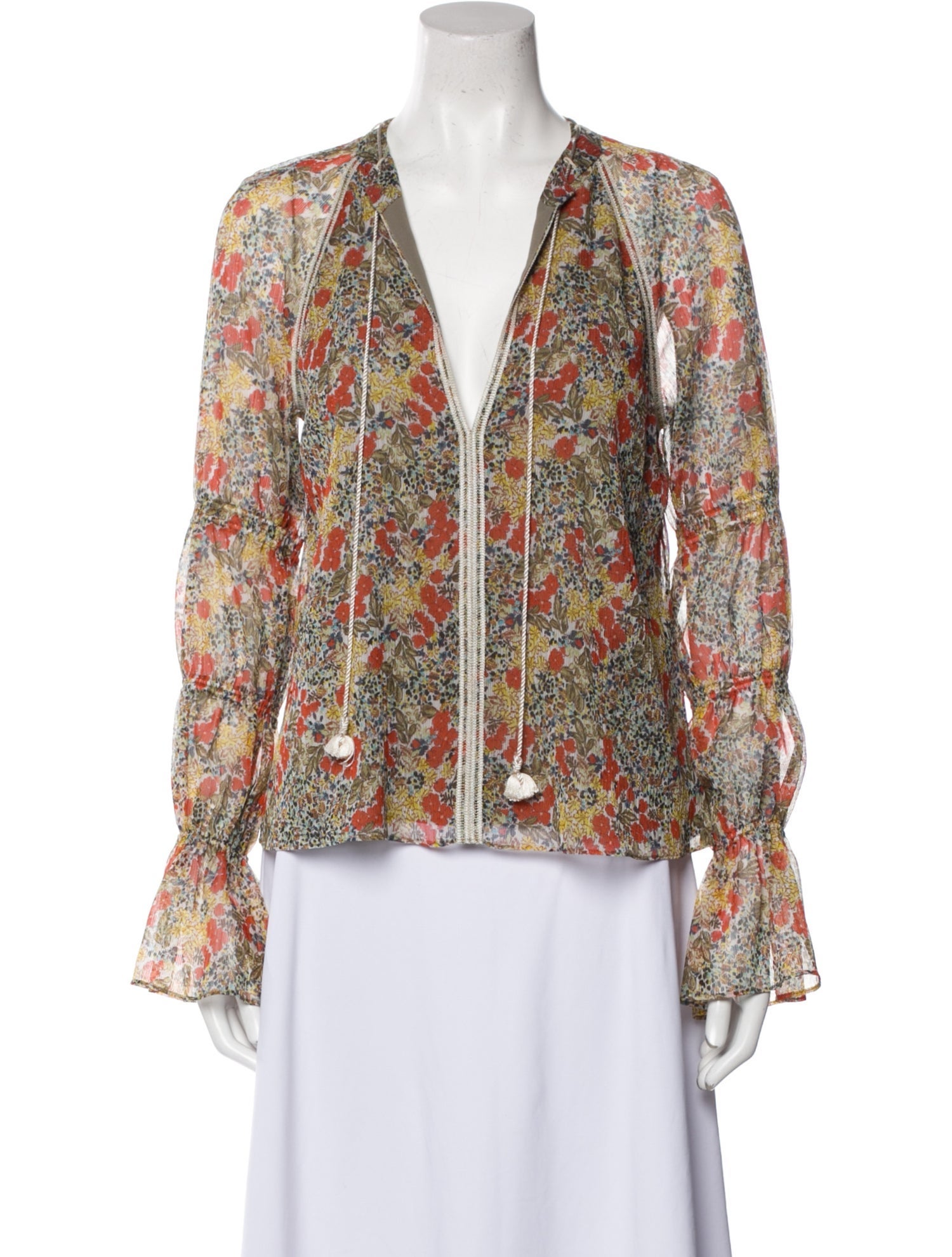 Alexis Floral Print Plunge Neckline Blouse