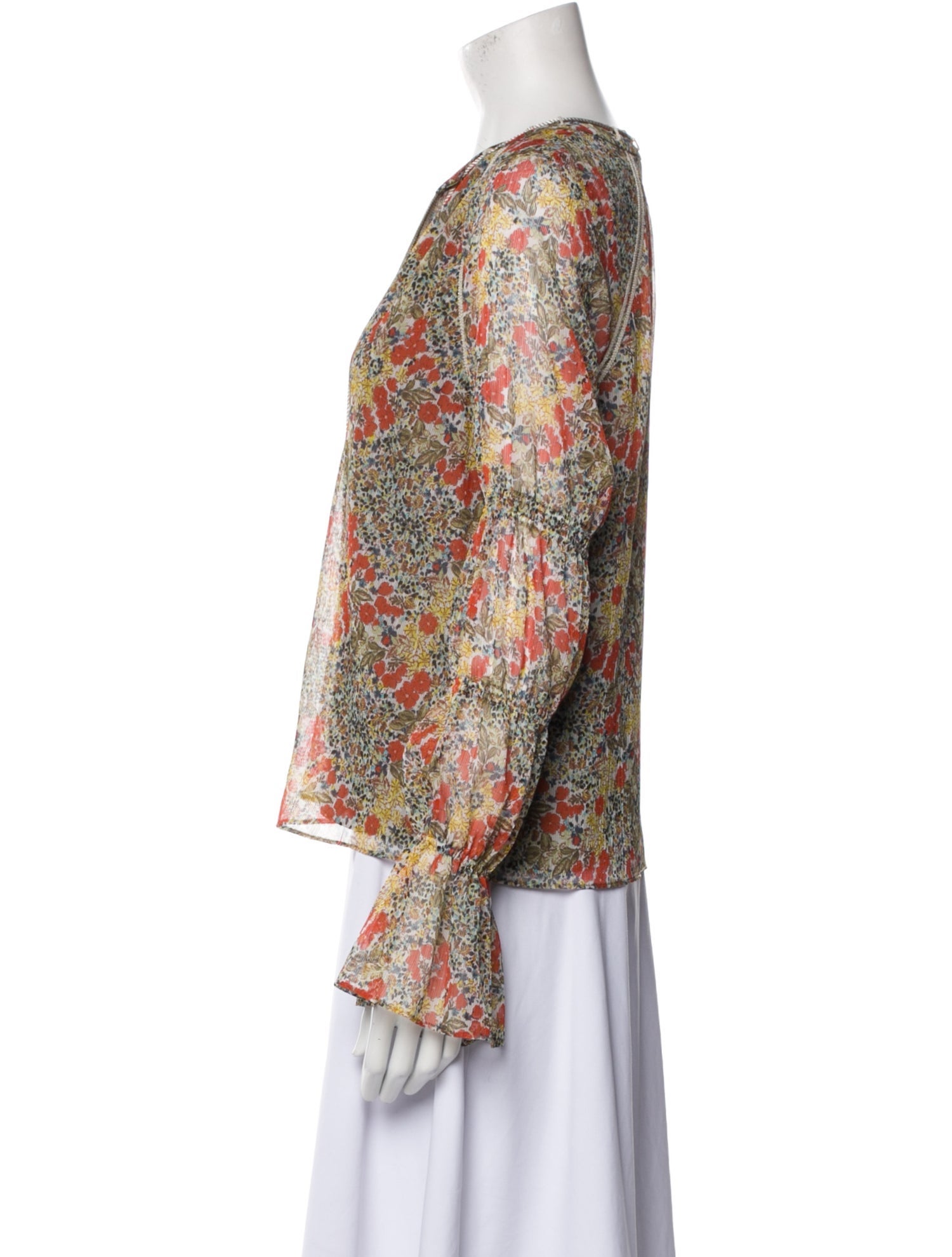 Alexis Floral Print Plunge Neckline Blouse