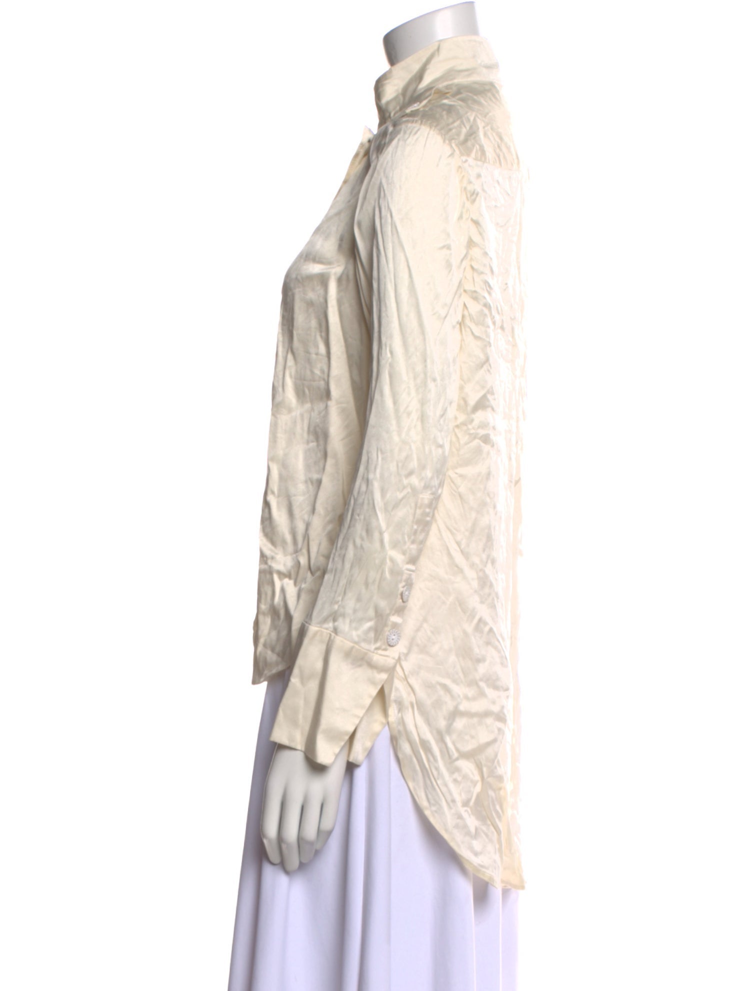 Alexis Silk Mock Neck Button-Up Top