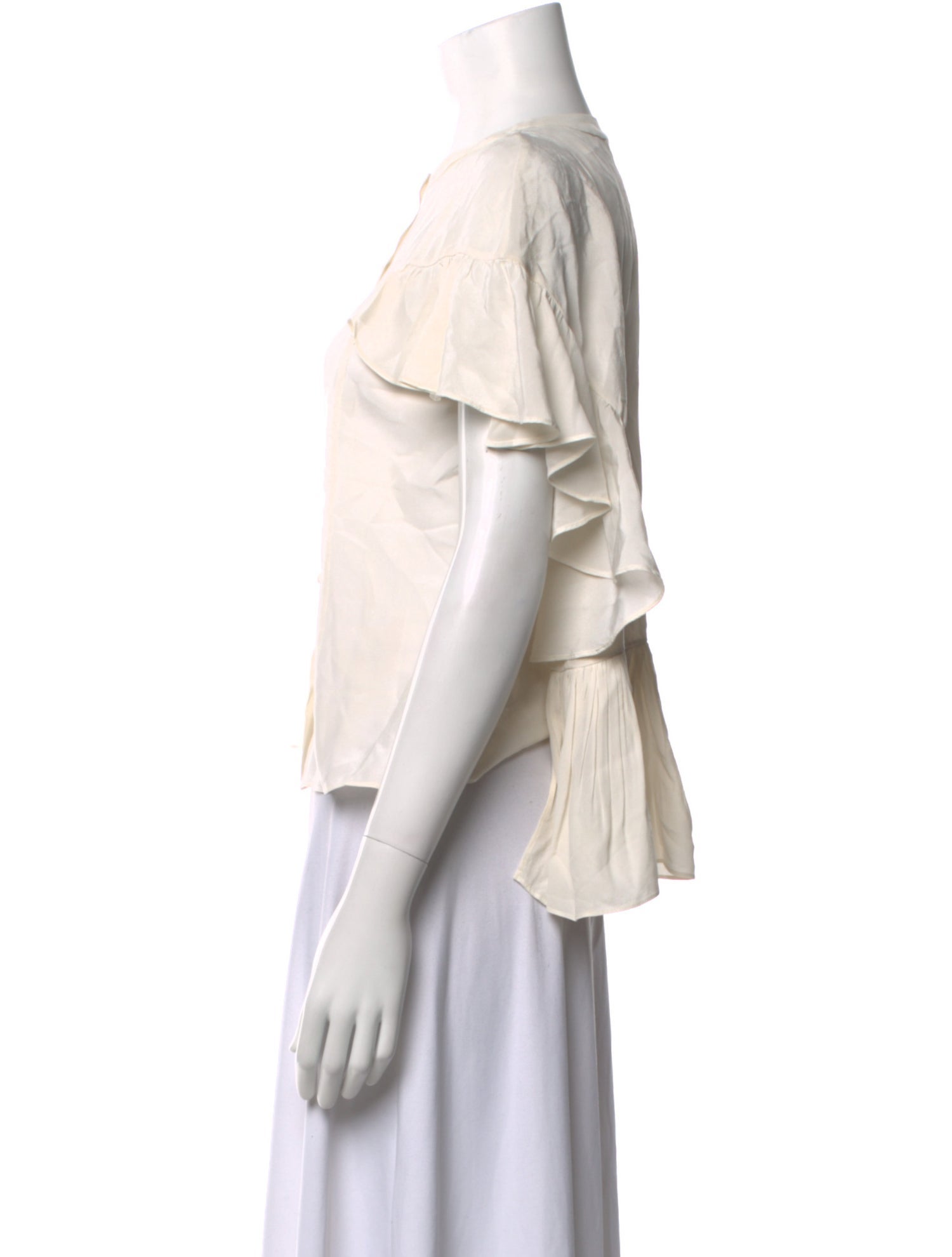 Alexis Silk Mock Neck Button-Up Top