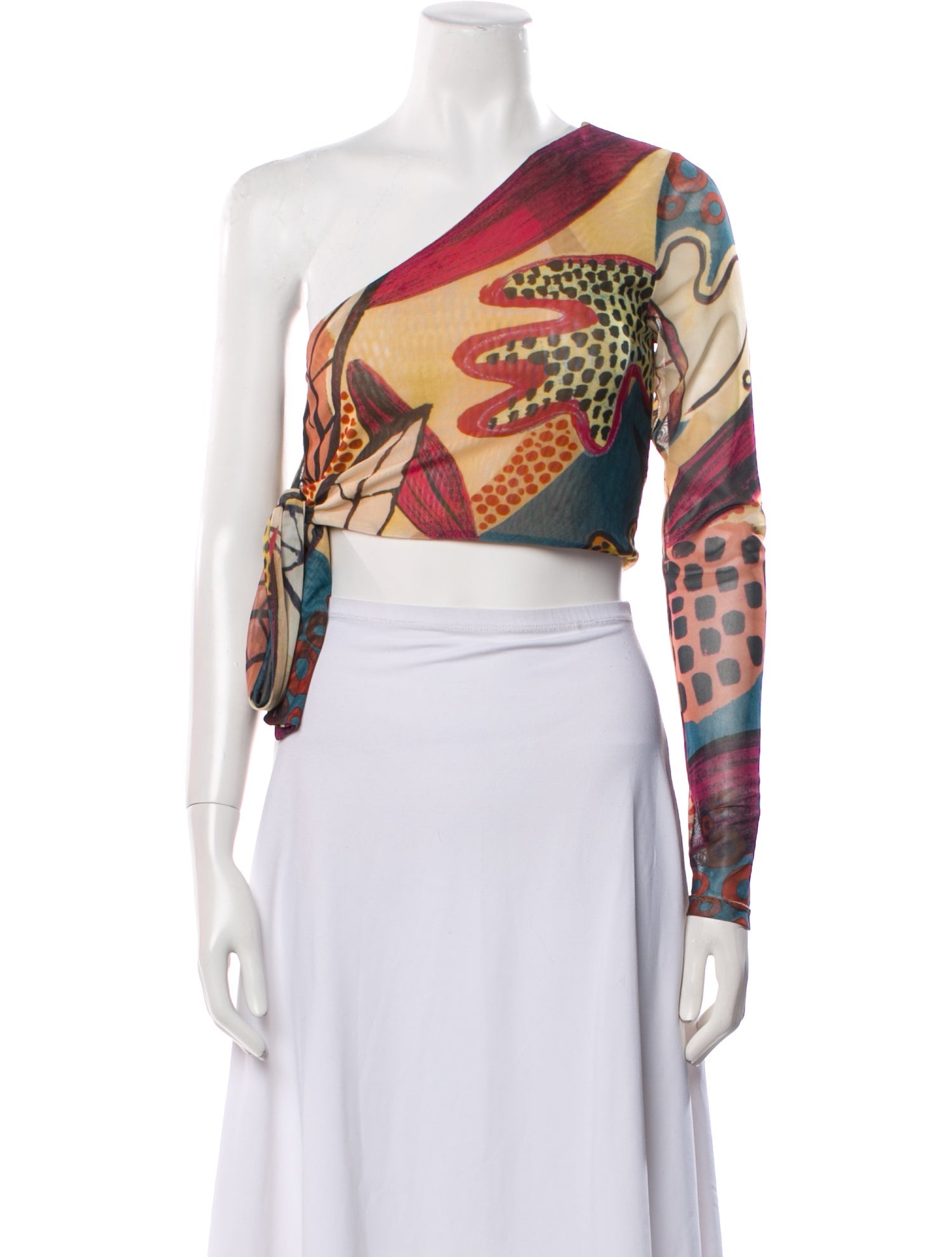Alexis Printed One-Shoulder Crop Top