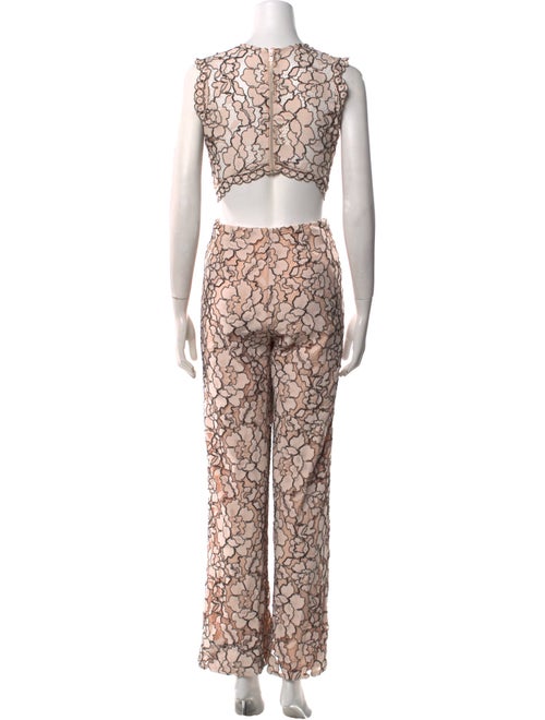 Alexis Lace Pattern Plunge Neckline Jumpsuit