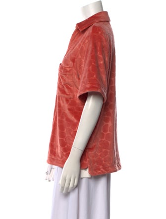 Alexis Polka Dot Print Short Sleeve Button-Up Top