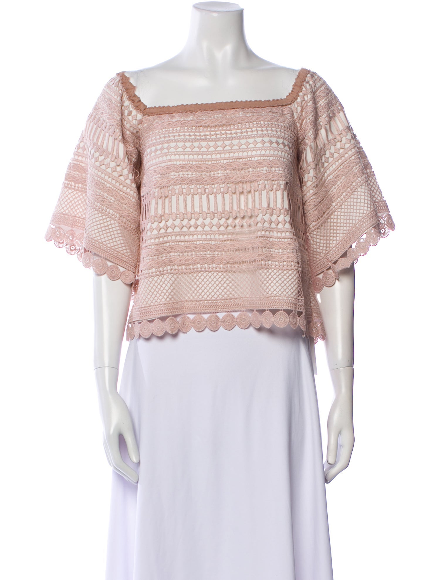 Alexis Lace Pattern Square Neckline Crop Top