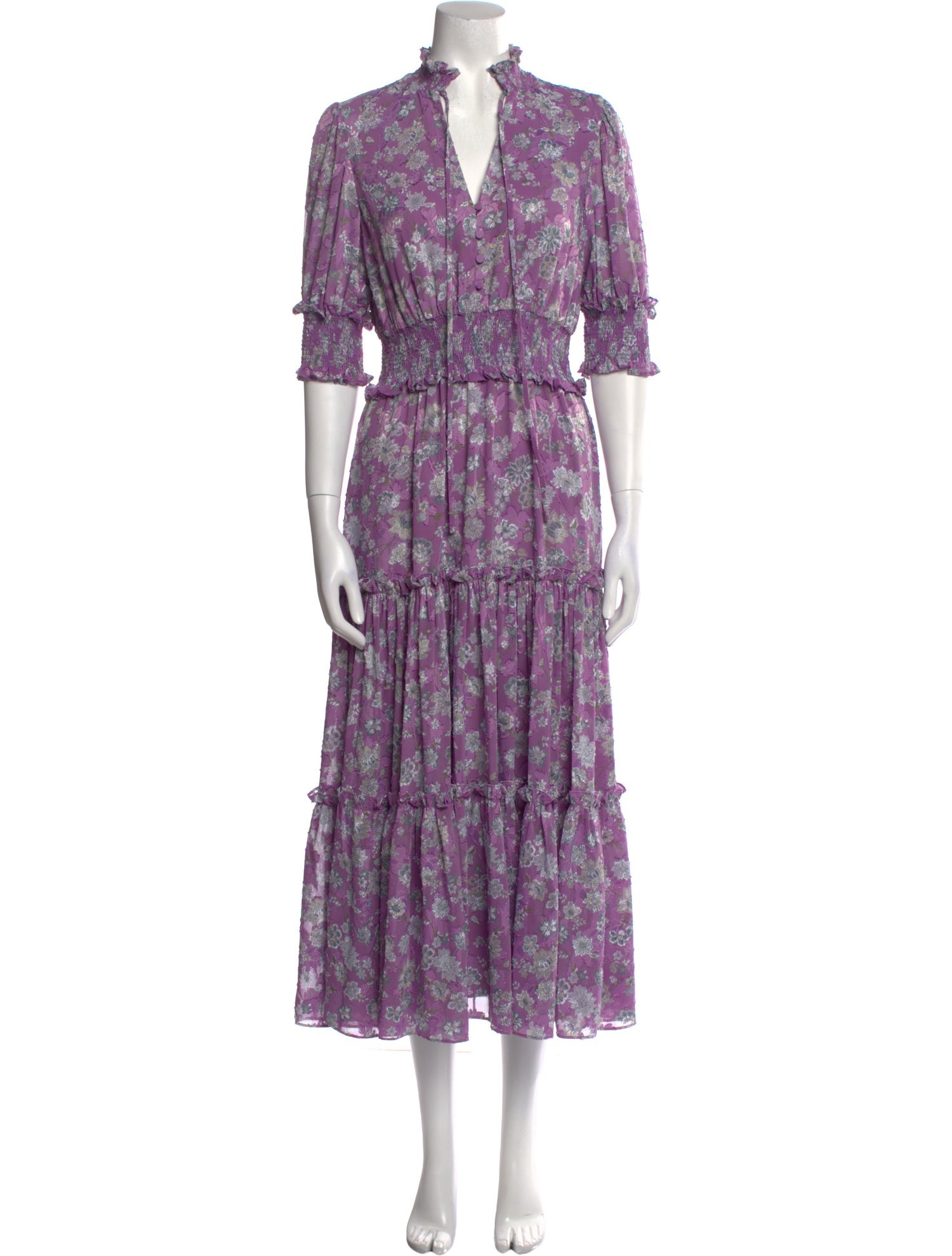 Alexis Floral Print Midi Length Dress