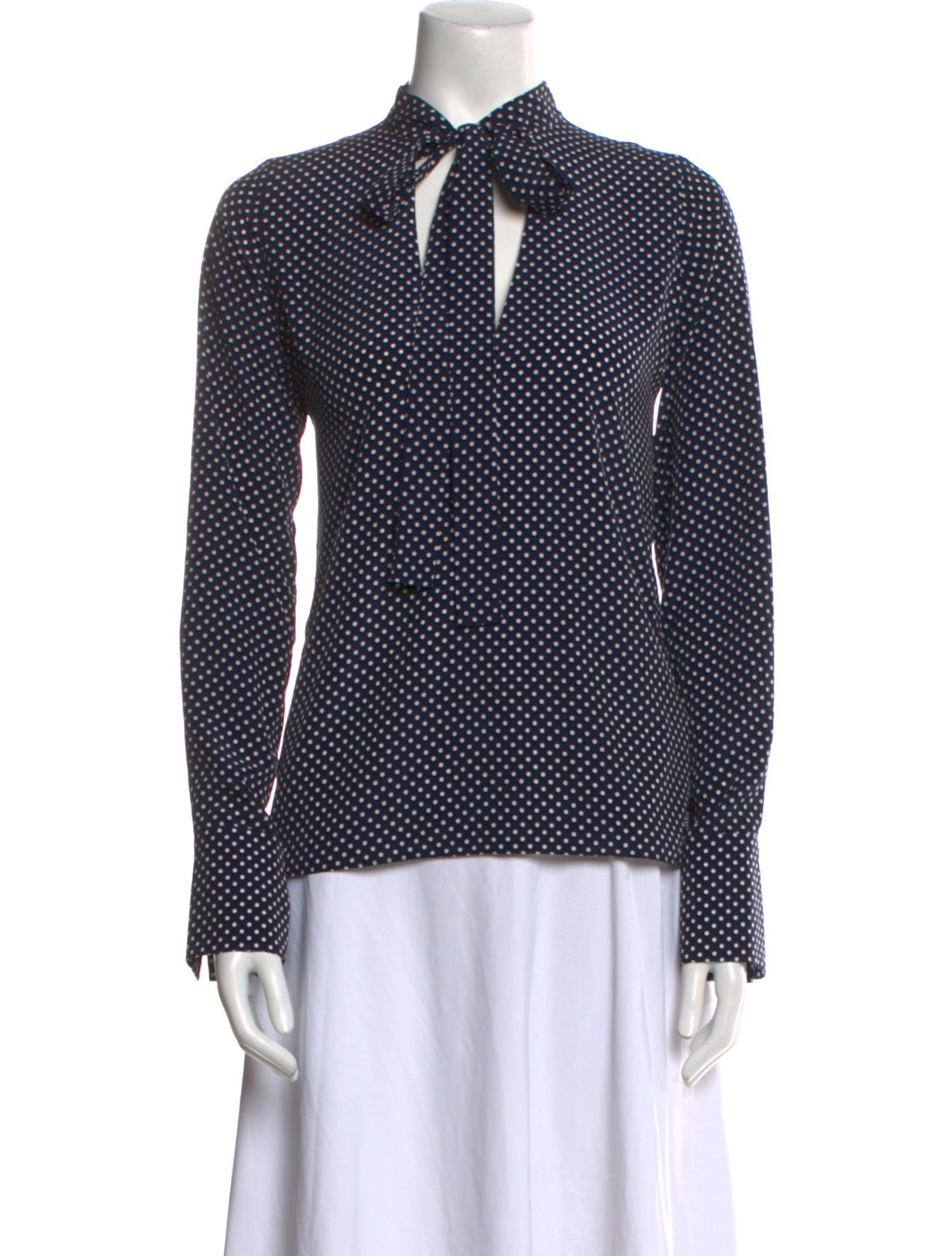Alexis Polka Dot Print Long Sleeve Button-Up Top