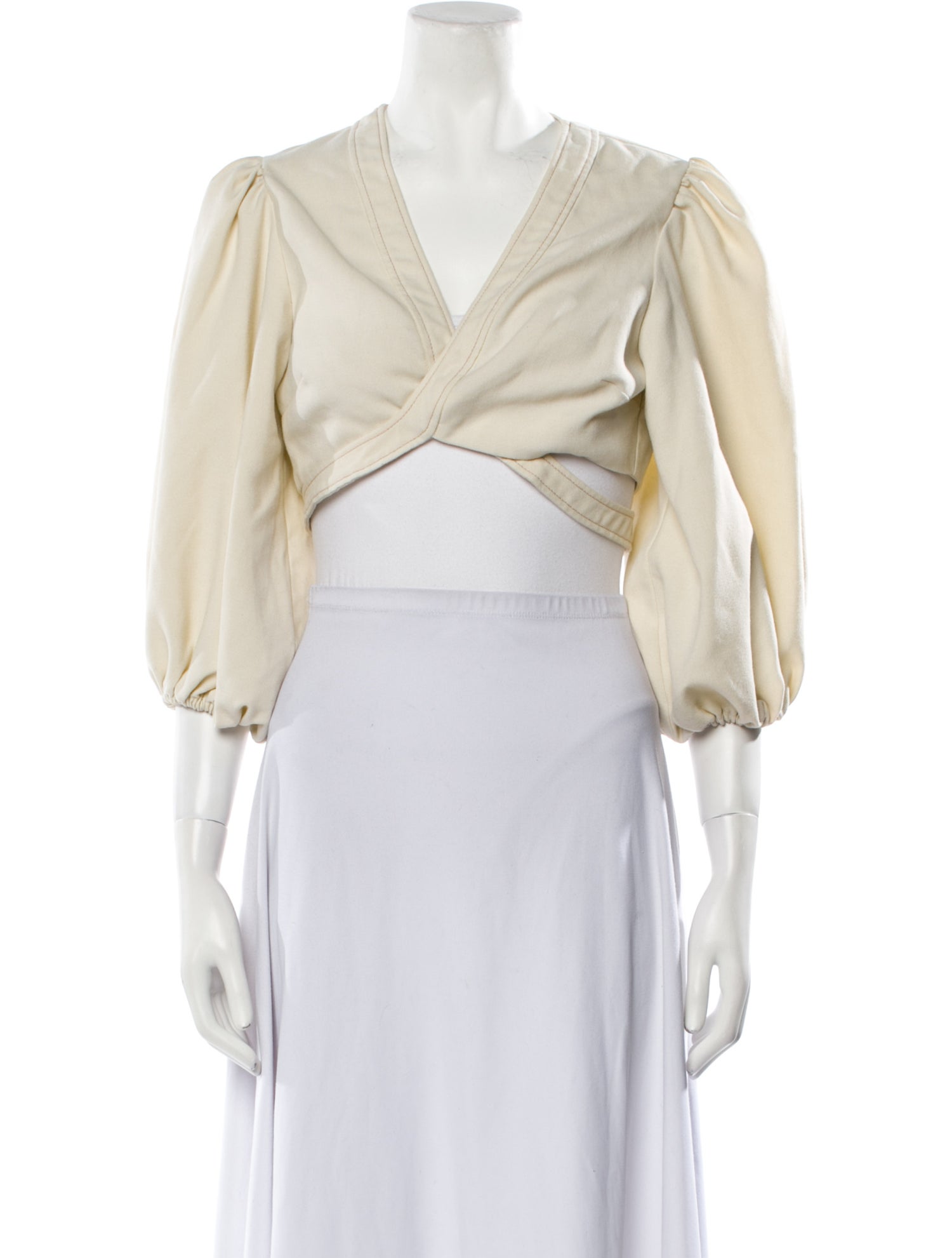 Alexis V-Neck Three-Quarter Sleeve Crop Top