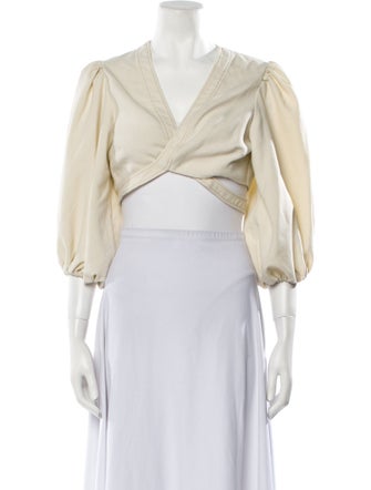 Alexis V-Neck Three-Quarter Sleeve Crop Top