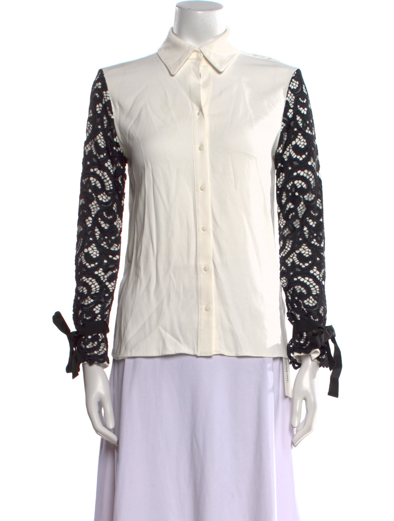 Alexis Nylon Lace Pattern Button-Up Top