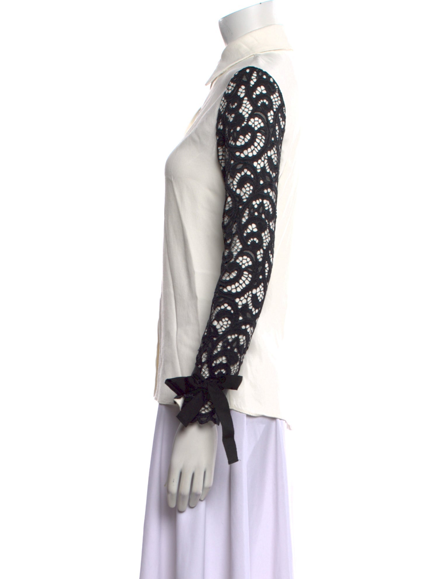 Alexis Nylon Lace Pattern Button-Up Top