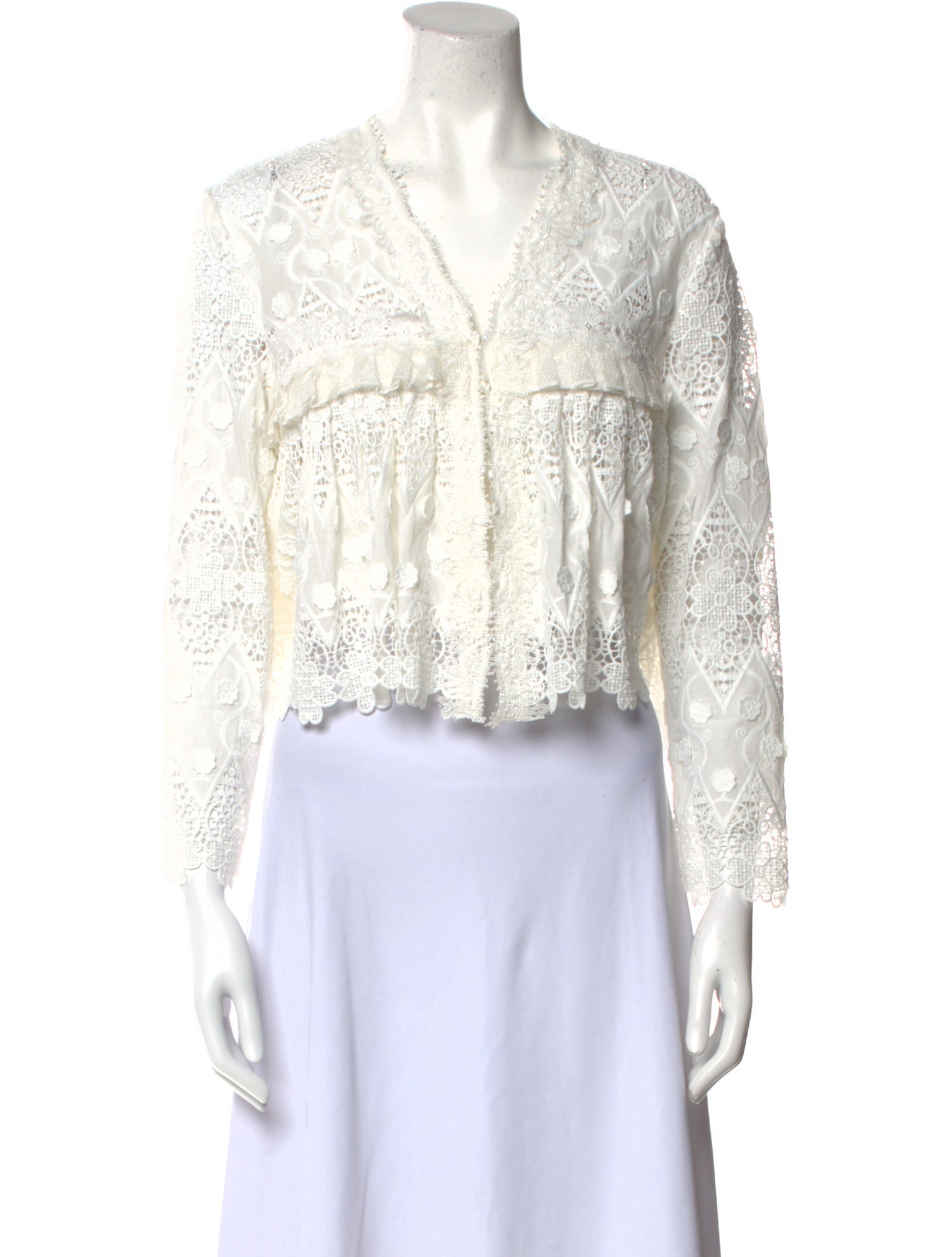 Alexis Lace Pattern V-Neck Crop Top