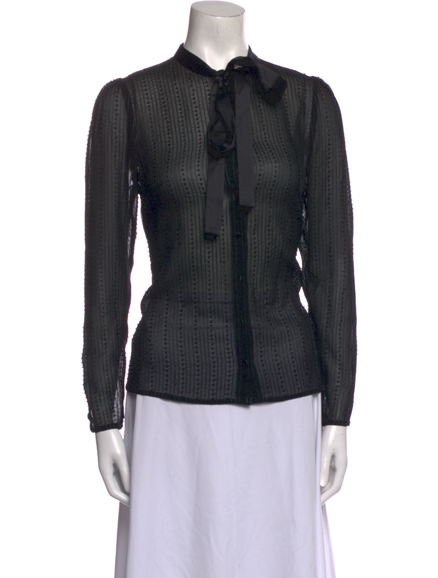 Alexis Mock Neck Long Sleeve Button-Up Top