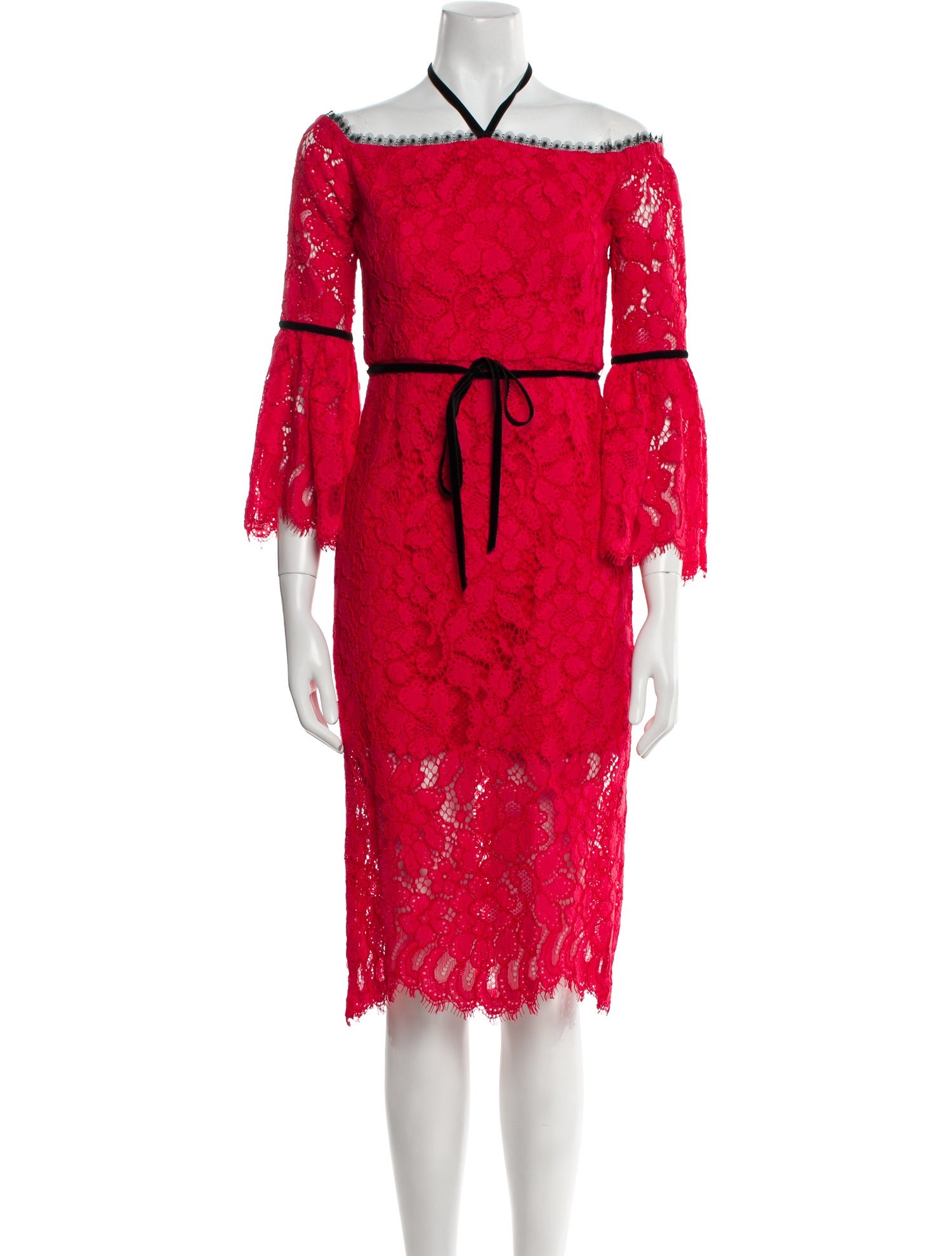 white lace wiggle dress Marguerite White Lace Dip Hem Midaxi Dress – Frock and Frill main image 0