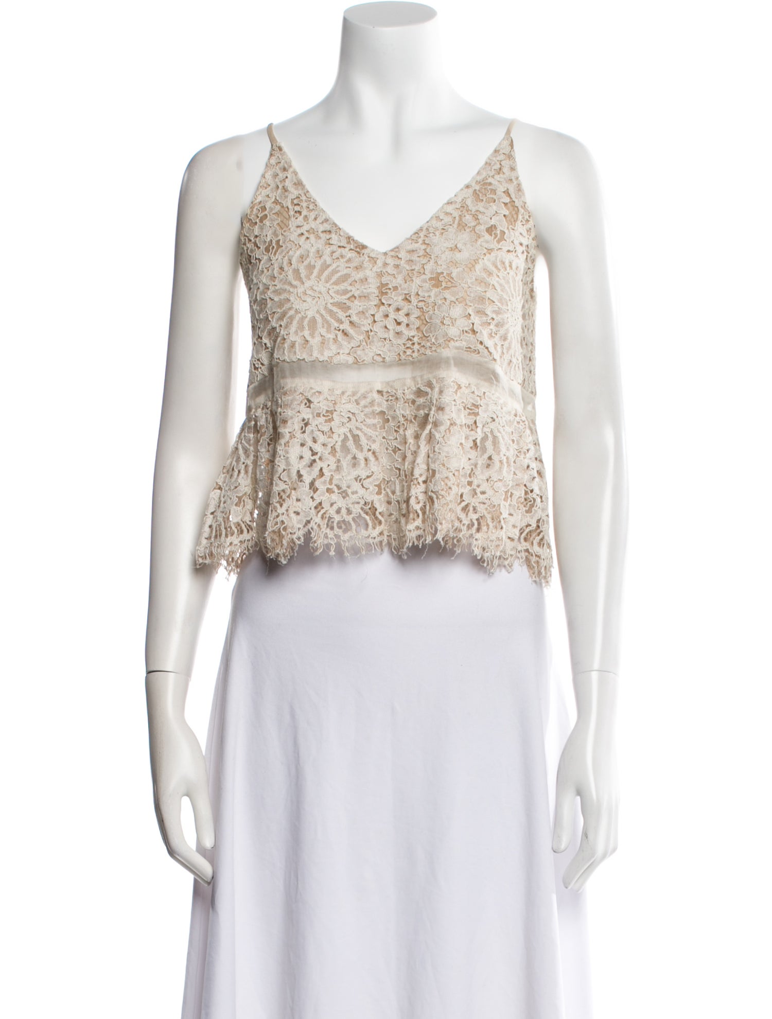 Alexis Lace Pattern V-Neck Crop Top