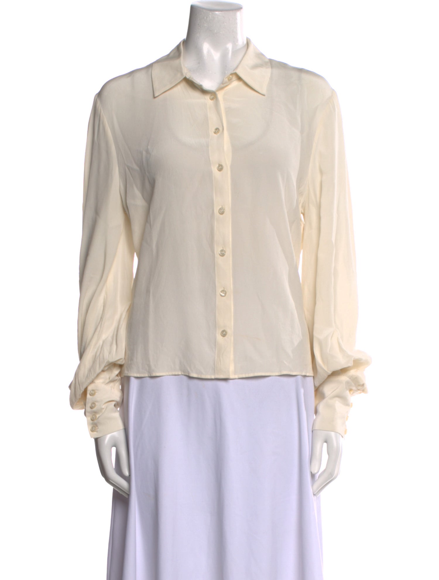 Alexis Silk Long Sleeve Button-Up Top