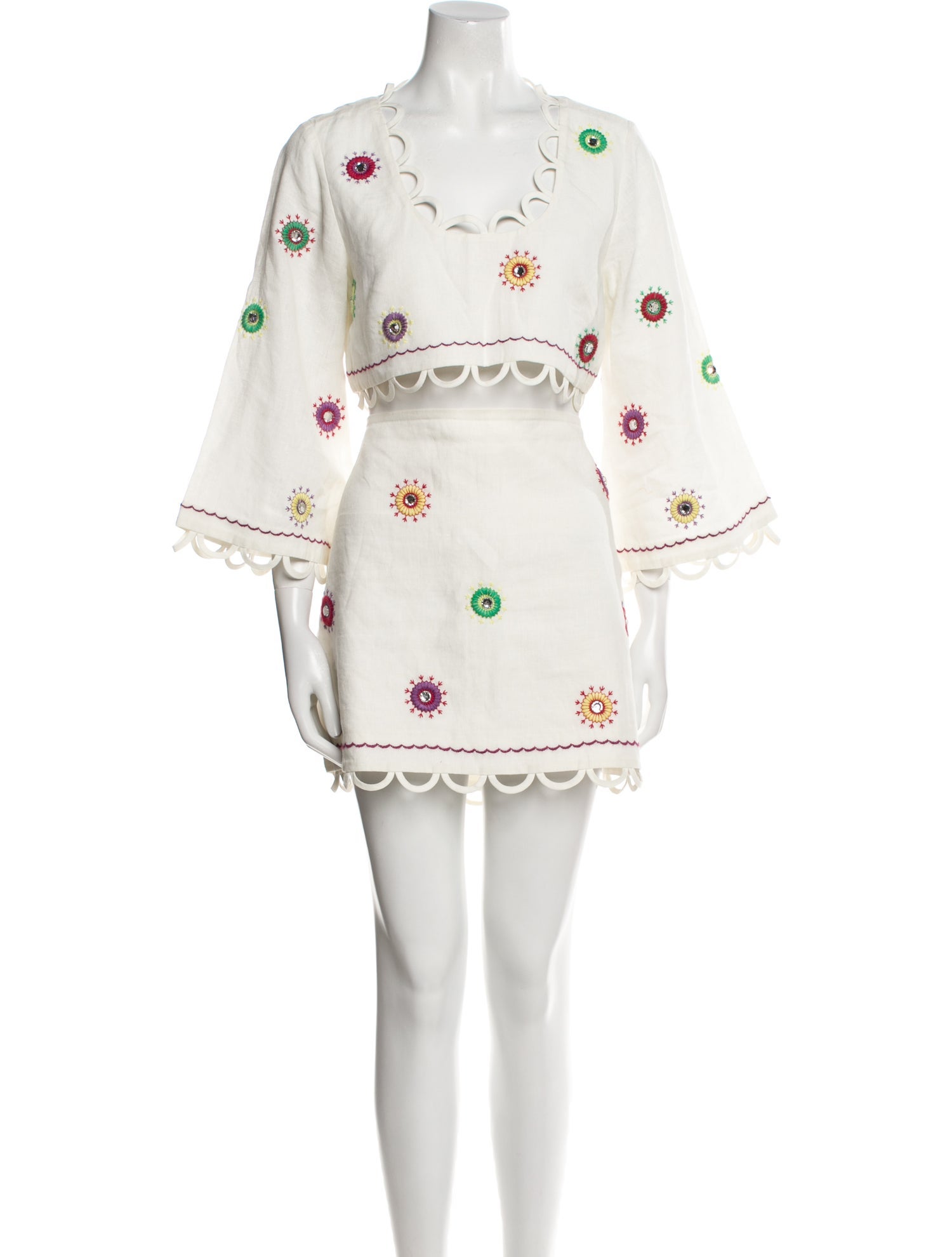 Alexis Linen Lace Pattern Skirt Set