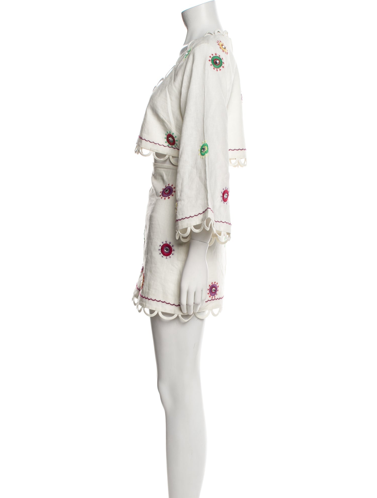 Alexis Linen Lace Pattern Skirt Set