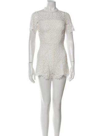 Alexis Lace Pattern Crew Neck Romper