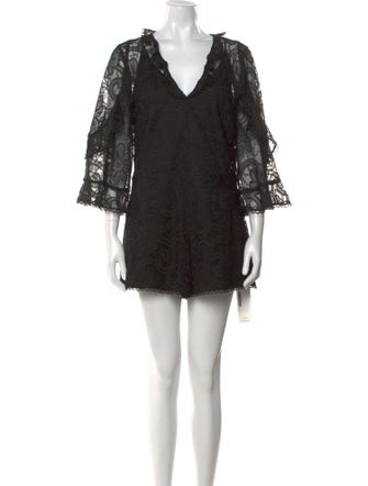 Alexis Lace Pattern V-Neck Romper