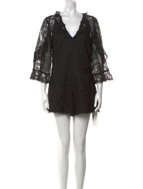 Alexis Lace Pattern V-Neck Romper